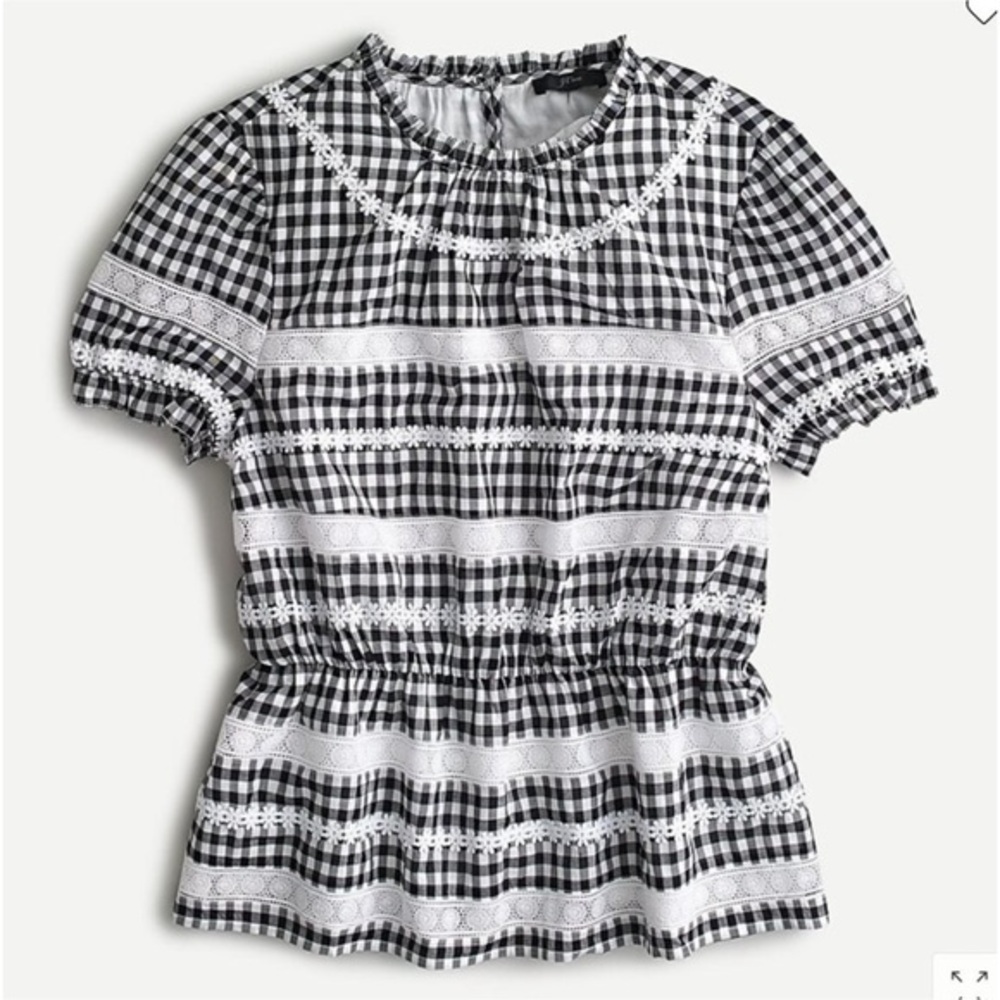 J. Crew Daisy Chain peplum gingham blouse XS/Sm